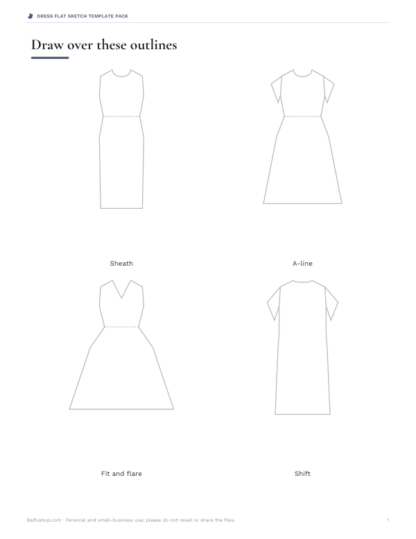 Preview of Printable Dress Template for Drawing